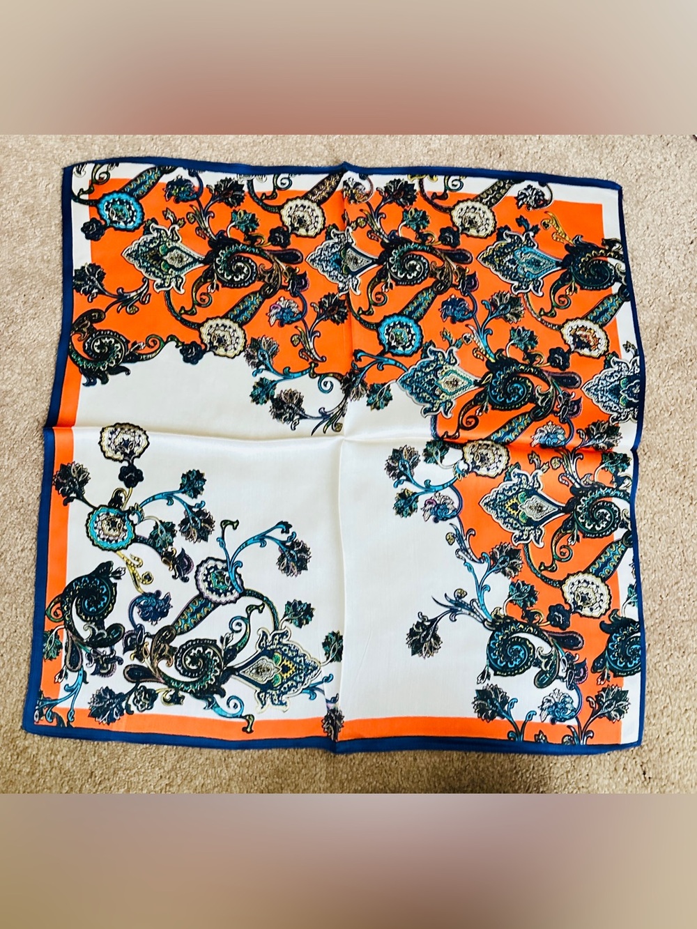 100% Mulberry Silk Scarf - Vibrant Orange
